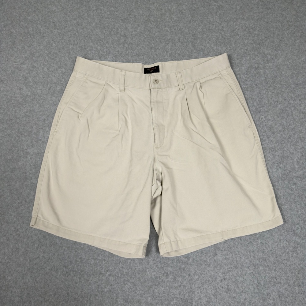 Dockers Mens Khaki Pleated Shorts W 36 Individual Fit Preppy